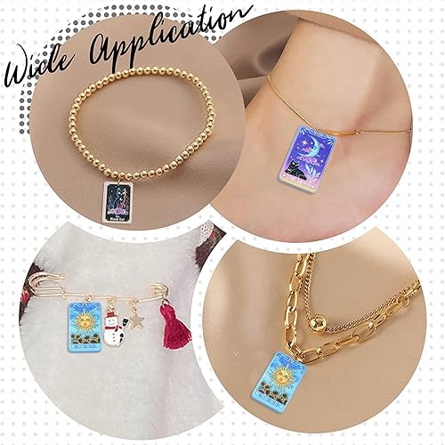 Miniatura 6 de Ipotkitt 15 piezas de 3 estilos coloridos impresos acrílicos colgantes rectangulares de cartas de tarot con patrón de sol luna y gato astrología