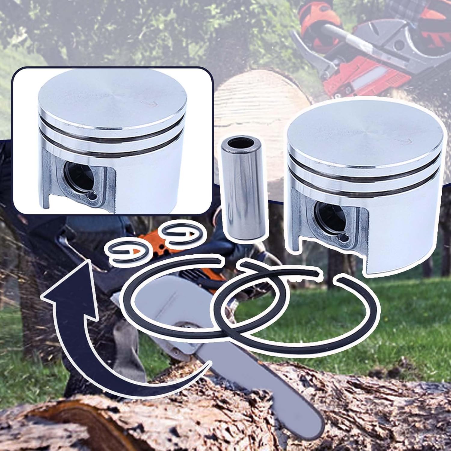 38mm Piston Rings 10mm Pin Needle Bearing Kit Fit for MS180 018 MS180 Chainsaw 1130 030 2004 Replacement Parts