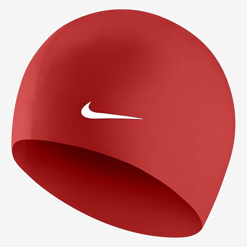 Silicone Solid Training Swim Cap, University Red