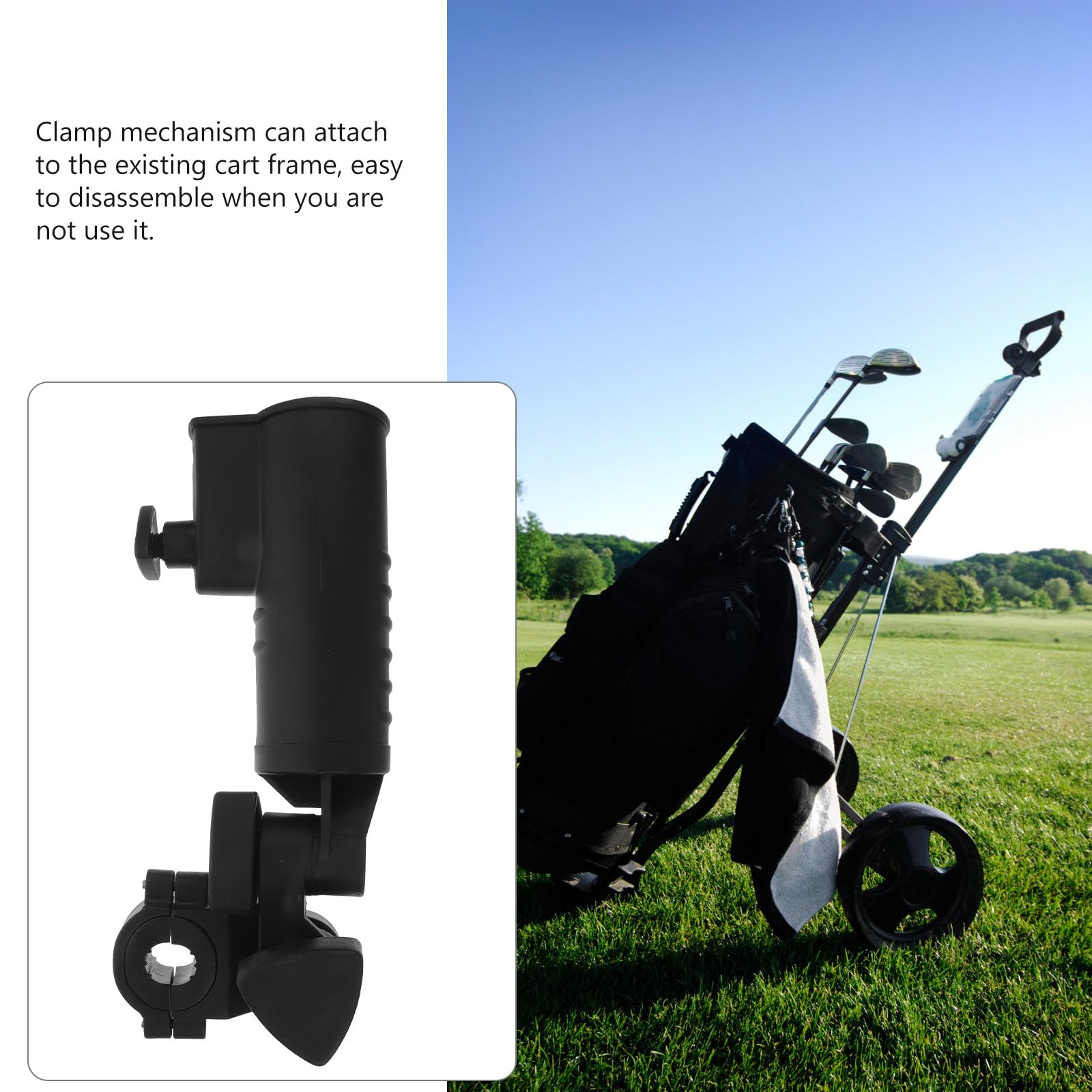 MAGICLULU Soporte para Paraguas de Carrito de Golf, Clip Práctico Compatible Paraguas de Mango Redondo, Accesorio Resistente para Carritos de Ñiño y Sillas de Ruedas, Adecuado para Deportes