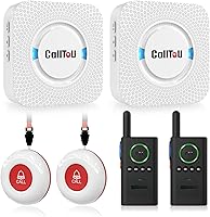 CallToU Wireless Caregiver Pager: 3 Receivers 2 Buttons, 500+ Ft Range, Waterproof Alert System for Elderly Seniors Patients