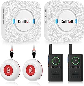 CallToU Caregiver Pager Wireless Alert Button Home Intercom System Long Range 2-Way Radio for Elderly, Patients, Pregnant Women, Home, Office