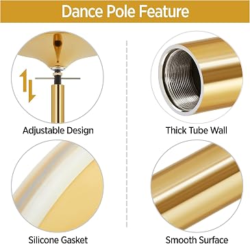 Yaheetech 45mm Portable Spinning & Static Pole Dance Pole for Home | Sturdy steel construction holds up to 441 lb, screw-free removable design protects ceilings while you dance and exercise.