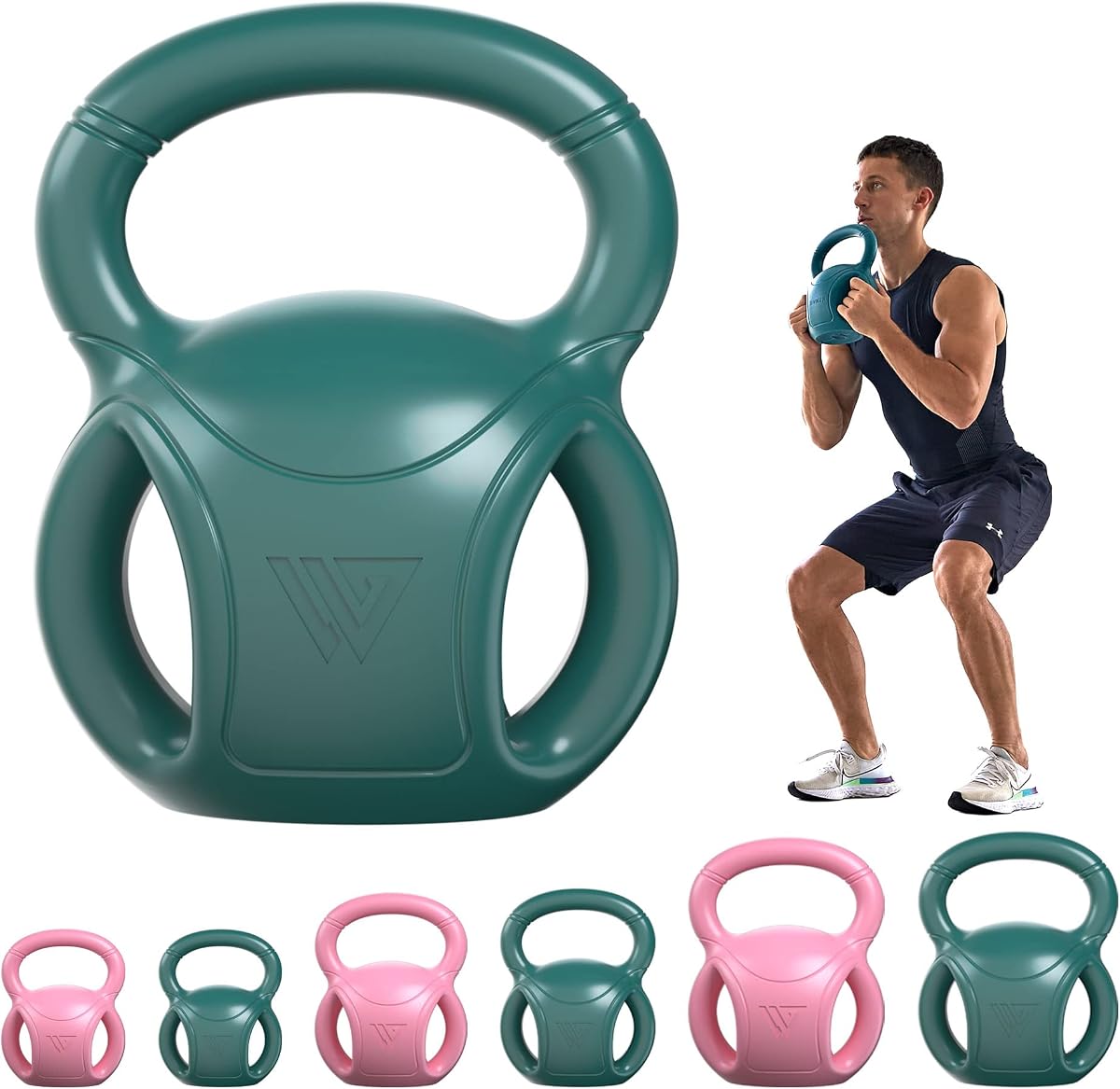 RUNWE Pesas rusas de 3 asas - Peso para mujeres Opciones 5, 10, 15 y 20 LB para ejercicios abdominales de giros rusos, levantamiento de pesas y ejercicios básicos de fitness Gimnasio en casa [Individual en vendido]