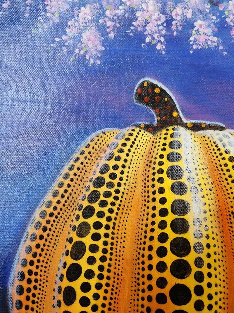 【F6号】手描き油彩　草間彌生「かぼちゃ」 絵画 模写 肉筆  額縁 F6号】手描き油彩 草間彌生「かぼちゃ」 絵画 模写 肉筆 額縁 F6