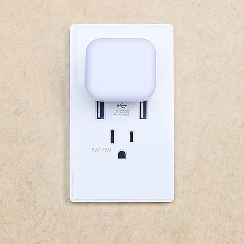 Miniatura 4 de myCozyLite Luz nocturna de doble luz, interruptor de luz roja y azul, regulable, brillo ajustable, sensor de atardecer a amanecer, luz nocturna