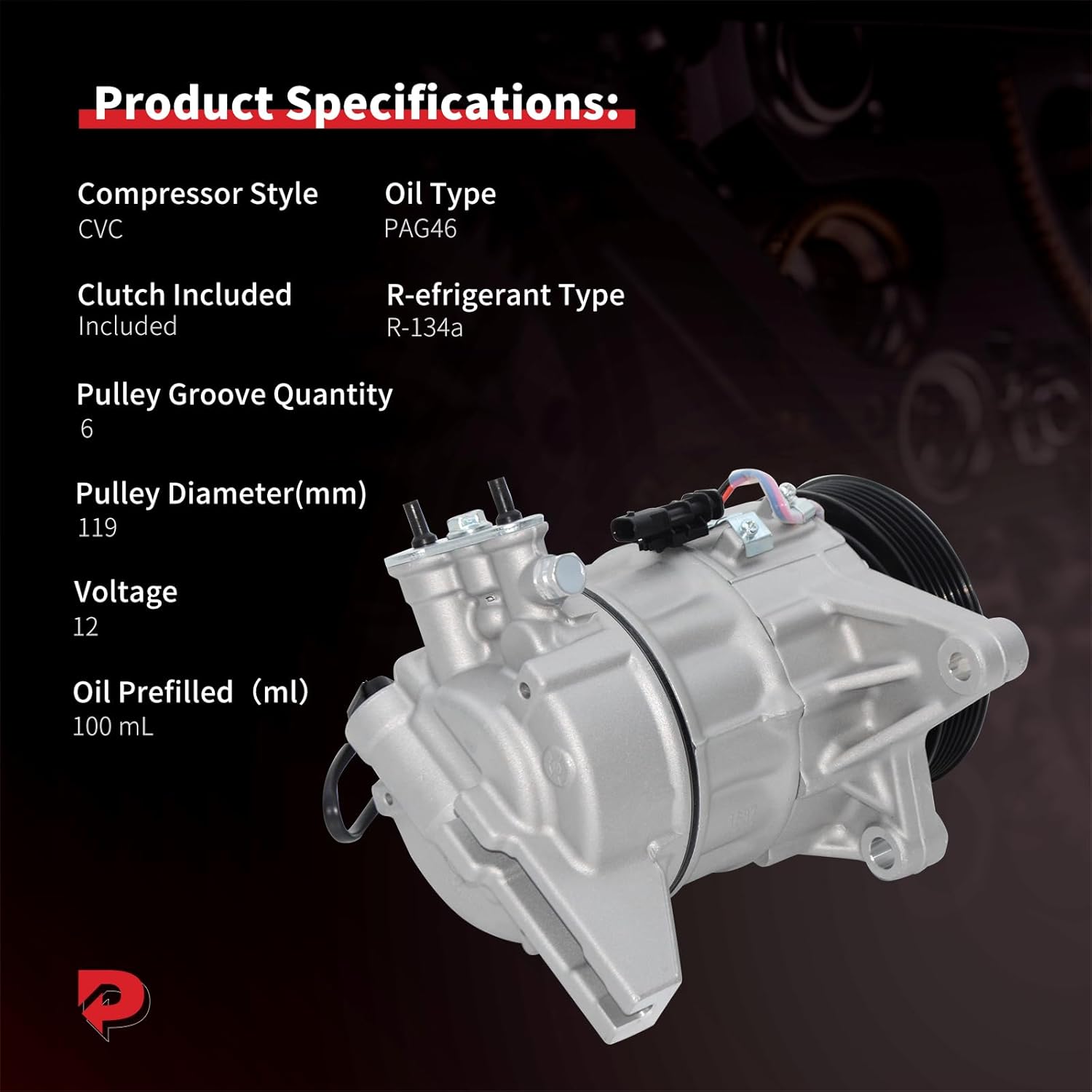 PHOBOOS A/C compressor with Clutch Compatible with Chevrolet Impala 2014-2020, Equinox 2016-2017 & GMC Terrain & Buick LaCrosse & Cadillac XTS, Fast Cooling, Ref. 68221