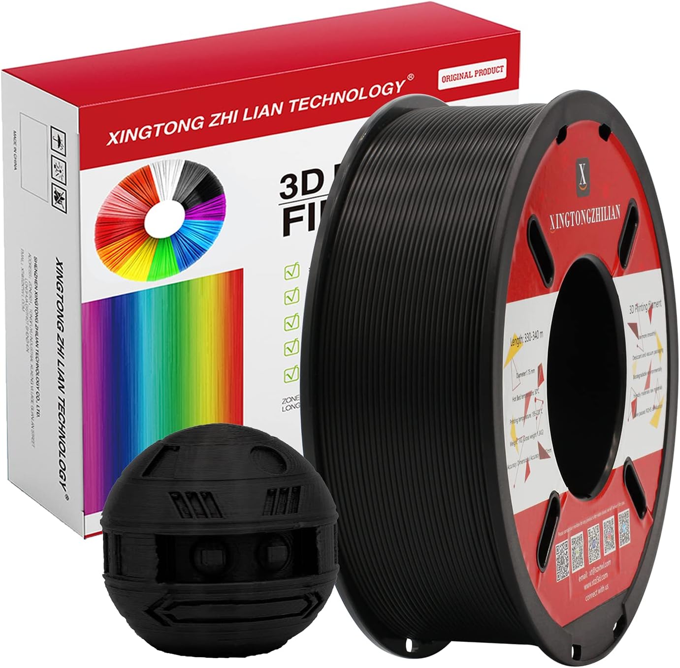 PLA Filament 1.75mm, 3D Printer Filament for 3D Printers Accuracy +/- 0.02 mm 1Kg Spool, 1.75mm, Matte Black PLA