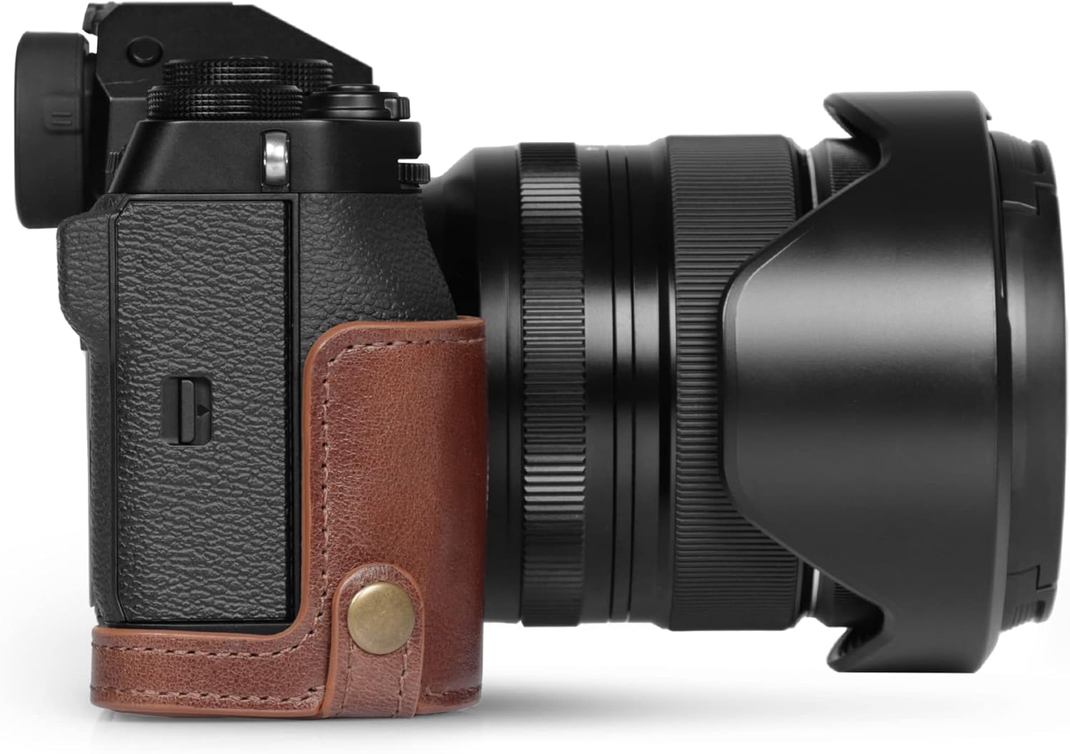 MegaGear Ever Ready Genuine Leather Half Camera Case Compatible with Fujifilm X-T5 (Brown)