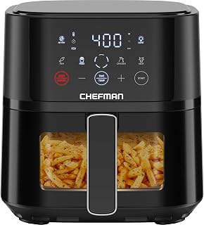 Chefman 4QT Compact Air Fryer with Hi-Fry Tech, Easy-View Window, Touch Controls & 4 Presets - Black