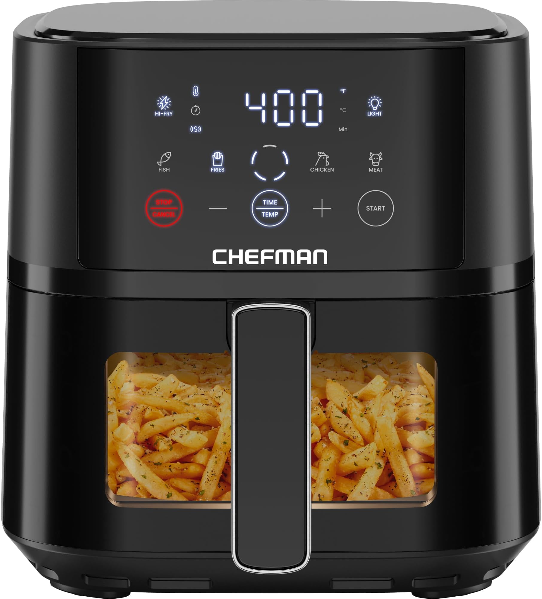 Chefman Air Fryer – 4 QT Compact Airfryer for Quick & Easy Meals, Features Hi-Fry Technology for Extra Crisp, Easy-View Window, Touch Controls with 4 Presets, Nonstick & Dishwasher Safe Basket - Black