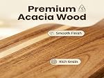 ZeQi Acacia Planche de coupe du bois avec poignée, planches de coupe en bois, planche à découper, planche de charcuterie, tableau de service pour le fromage, pain, pizza, légumes & Fruits (1, 13,8'L x 7''W)