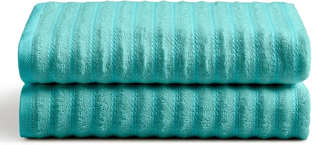 Cosy House Collection Luxury Bamboo 2-Pack Towel Set - Ultra Soft, Absorbent & Quick Drying - Plush Cotton Hotel Spa Quality - 68cm x 137cm - (Bath Towel, Turquoise)