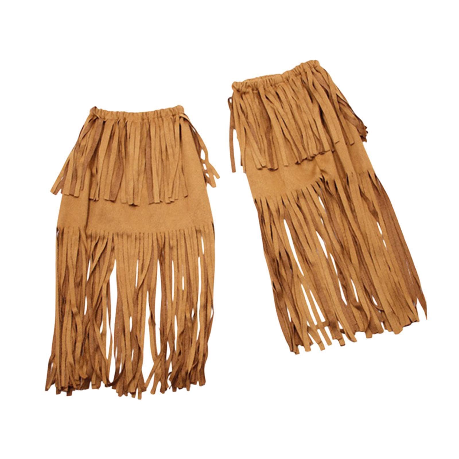 Zanthicia Women's Hippie Fringe Boot Covers For Indian Themed Clothing Outfit Leggings Parties And Gatherings Outdoor Dress Up Leg Covers With Tassels Dressing Party