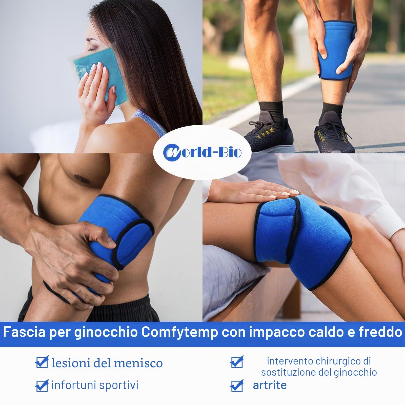Ghiaccio Gel Riutilizzabile,Cuscinetti Terapia Caldo/Freddo,Ghiaccio Gel Caldo Freddo,Impacco di Ghiaccio per Impacchi Al Ginocchio, 8 "x 5,5"