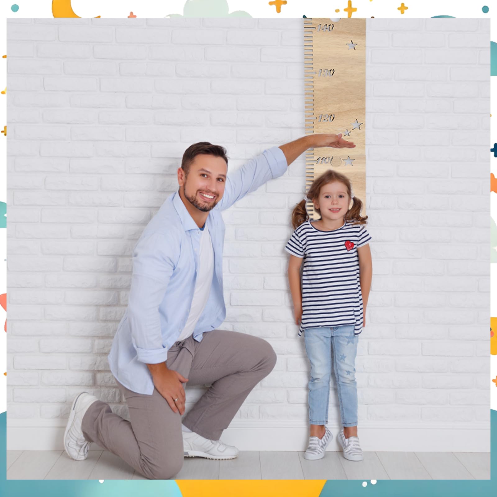 Règle à Mesurer en Bois pour Enfants, Bébé Toise Murale Suspendre Règle Amovible Bâton De Mesure Jauge Taille Pour Enfants Toise en Bois pour Chambre Bébé et Tout-petit pour Décoration Murale
