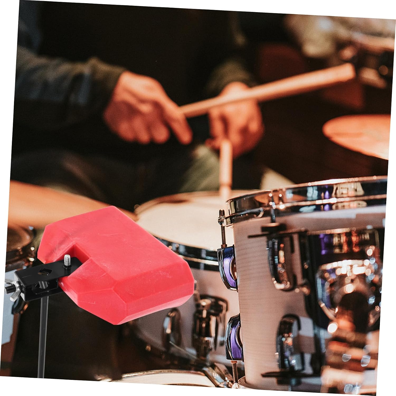 Plastic Cowbell Drum Accessory Durable Latin Percussion Jam Block with Mounting Clamp Lightweight and Portable for Drumming and Musical Performances Red