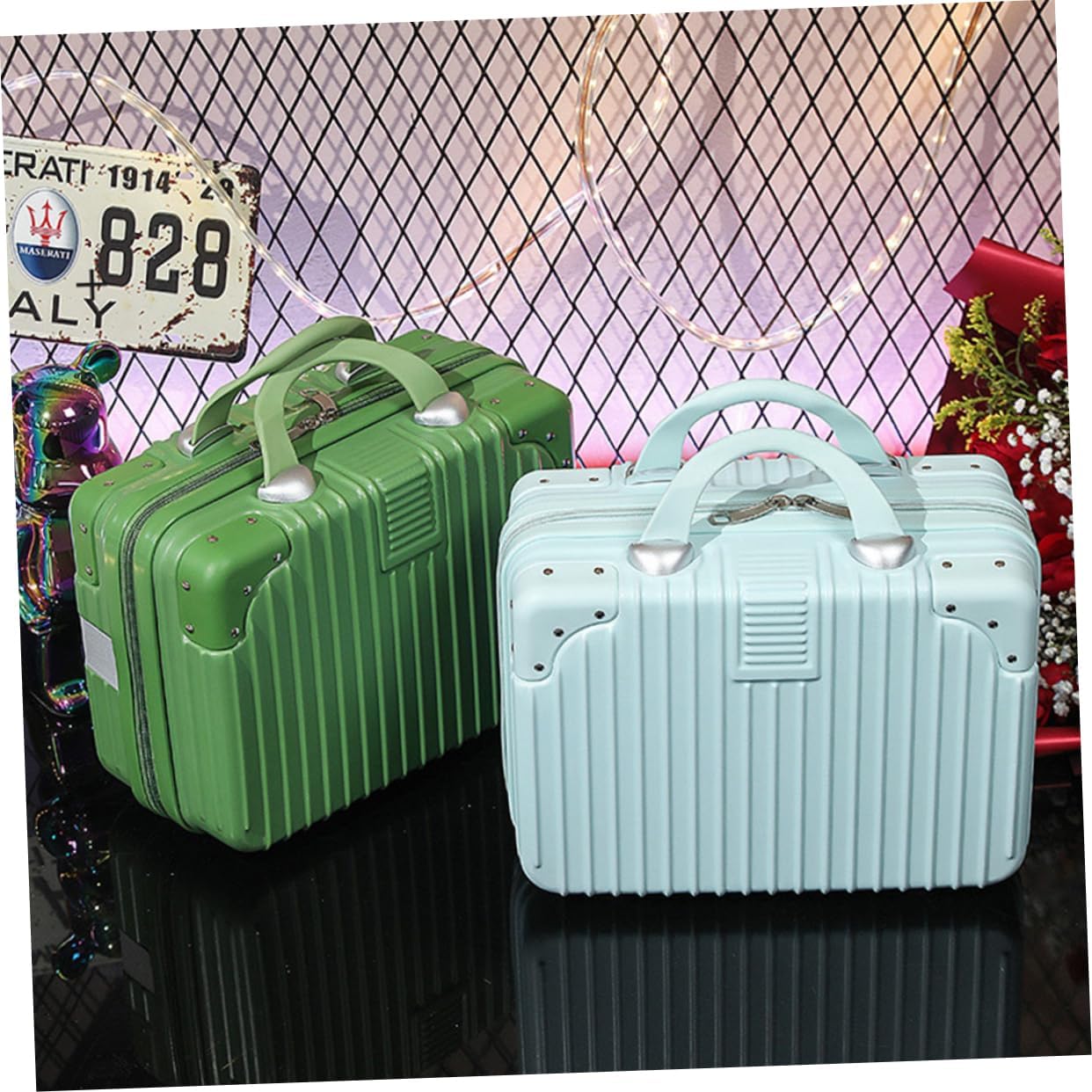 Portable Makeup Suitcase Dividers Travel Makeup Organizer for Cosmetics Storage Vintage for Women Easy to Use Any Setting