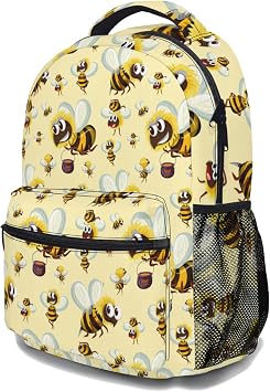 Cute Bee Ergonomics Backpack Waterproof Lightweight Travel Bags Casual Daypacks Notebook Laptop 17 Inch