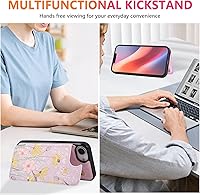 Vista 37 de UEEBAI Funda tipo cartera para iPhone 15 Pro Max con tarjetero, cubierta de cuero PU con soporte, bloqueo RFID, doble cierre magnético, relieve