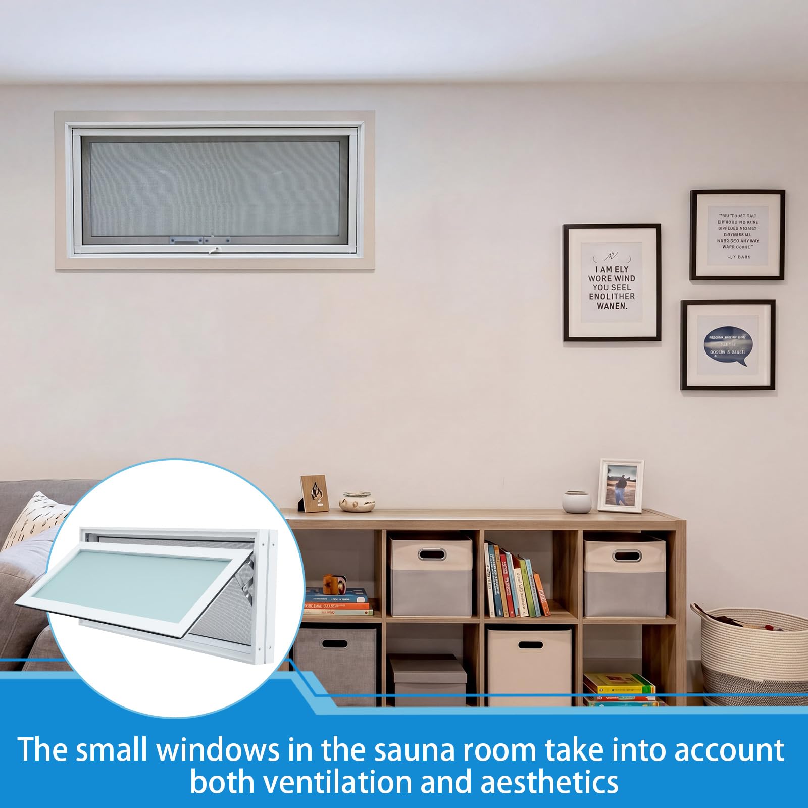 CroBlissful 1 ventana de sótano pequeña de vinilo blanco de 32 x 14 pulgadas, ventana de cobertizo, ventana de casa móvil con pantalla de doble acristalamiento para cabañas de bloque de vidrio, casa