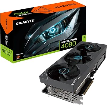Gigabyte GeForce RTX 4080 EAGLE OC 16GB Graphics Card - 16GB DDR6X, 192bit, PCI-E 4.0, Core 2520Mhz, RGB, DP 1.4, HDMI 2.1a, NVIDIA DLSS 3, GV-N4080EAGLE OC-16GD