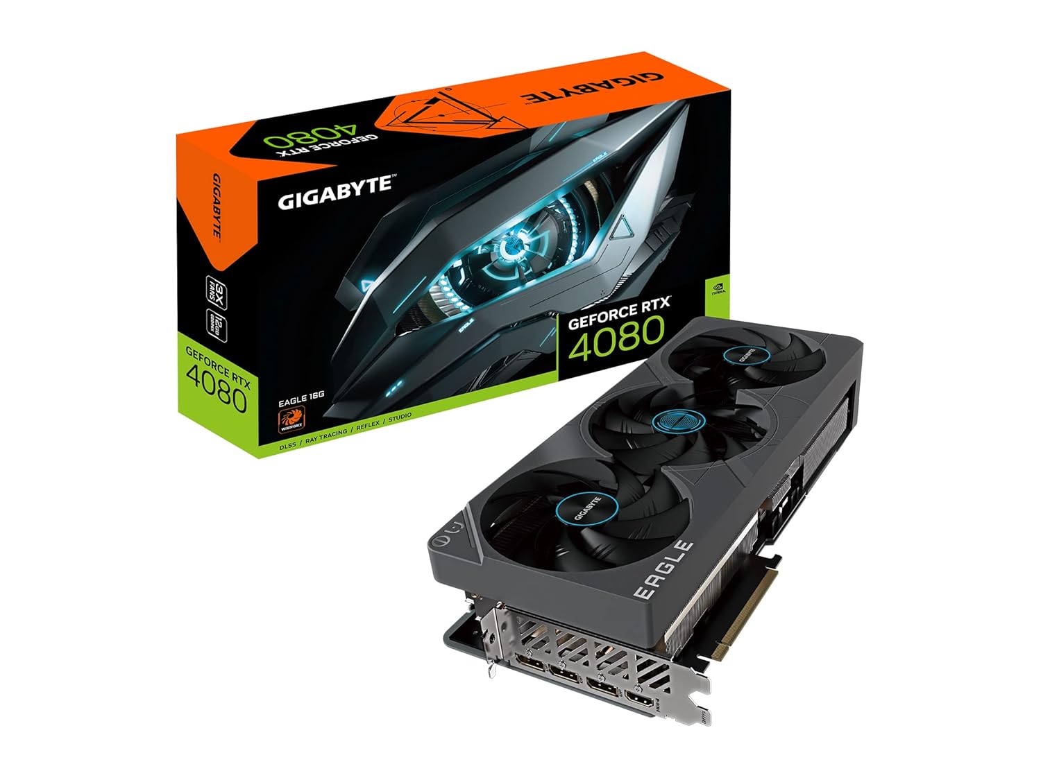 GIGABYTE Geforce Rtx 4080 Eagle 16G Graphics Card, 3X Windforce Fans, 16Gb 256-Bit Gddr6X, Gv-N4080Eagle-16Gd Video Card, Pci_E_X16 GIGABYTE Geforce Rtx 4080 Eagle 16G Graphics Card, 3X Windforce Fans, 16Gb 256-Bit Gddr6X, Gv-N4080Eagle-16Gd Video Card, Pci_E_X16
