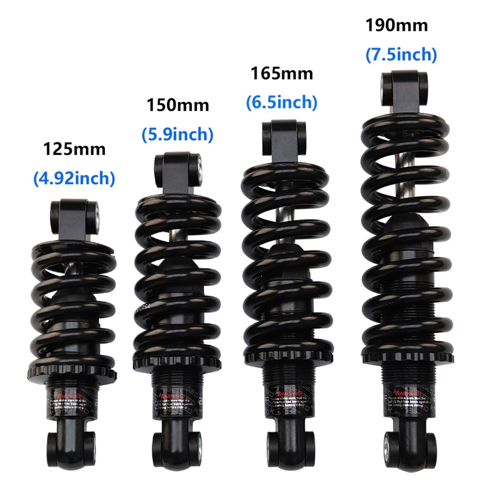 Bicyclette Amortisseur Arrière Printemps VTT Vélo Queue Souple Suspension avec Bague et Vis (Color : 190mm, Size : 250 Lbs)