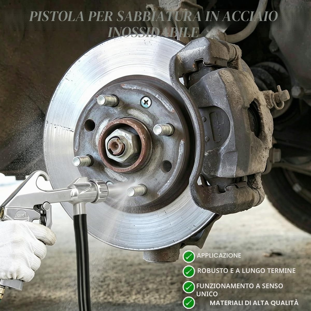Kit di Pistola Sabbiatrice per Compressore, Pistola per Sabbiatura con Ugello Lungo per Sabbiatura e Ugelli in Metallo di Calibro 5MM/6MM, Tubo in Gomma e Collegamento all'aria per Sabbiatura