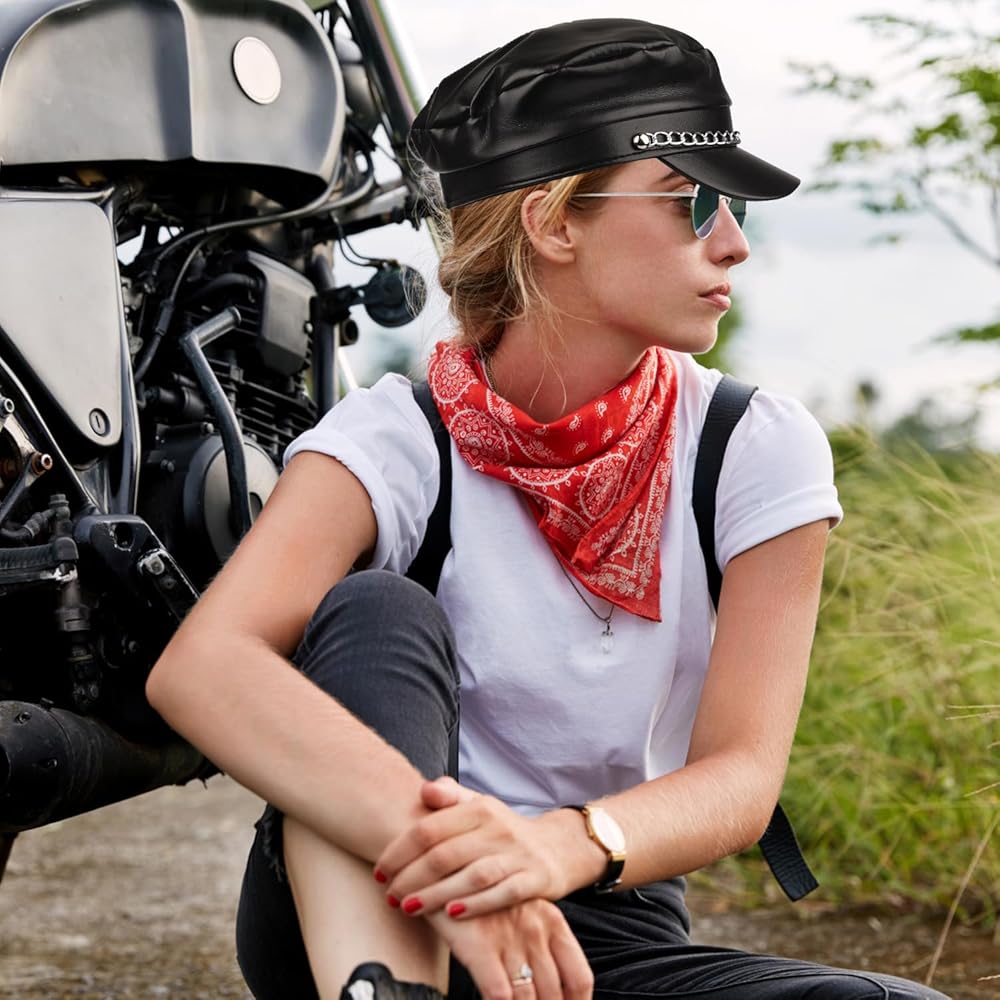 Bohue Costume De Motard 7 Pièces - Chapeau Et Lunettes De Motard - Collier Gothique - Gants Punk - Fausse Moustache - Accessoires De Déguisement