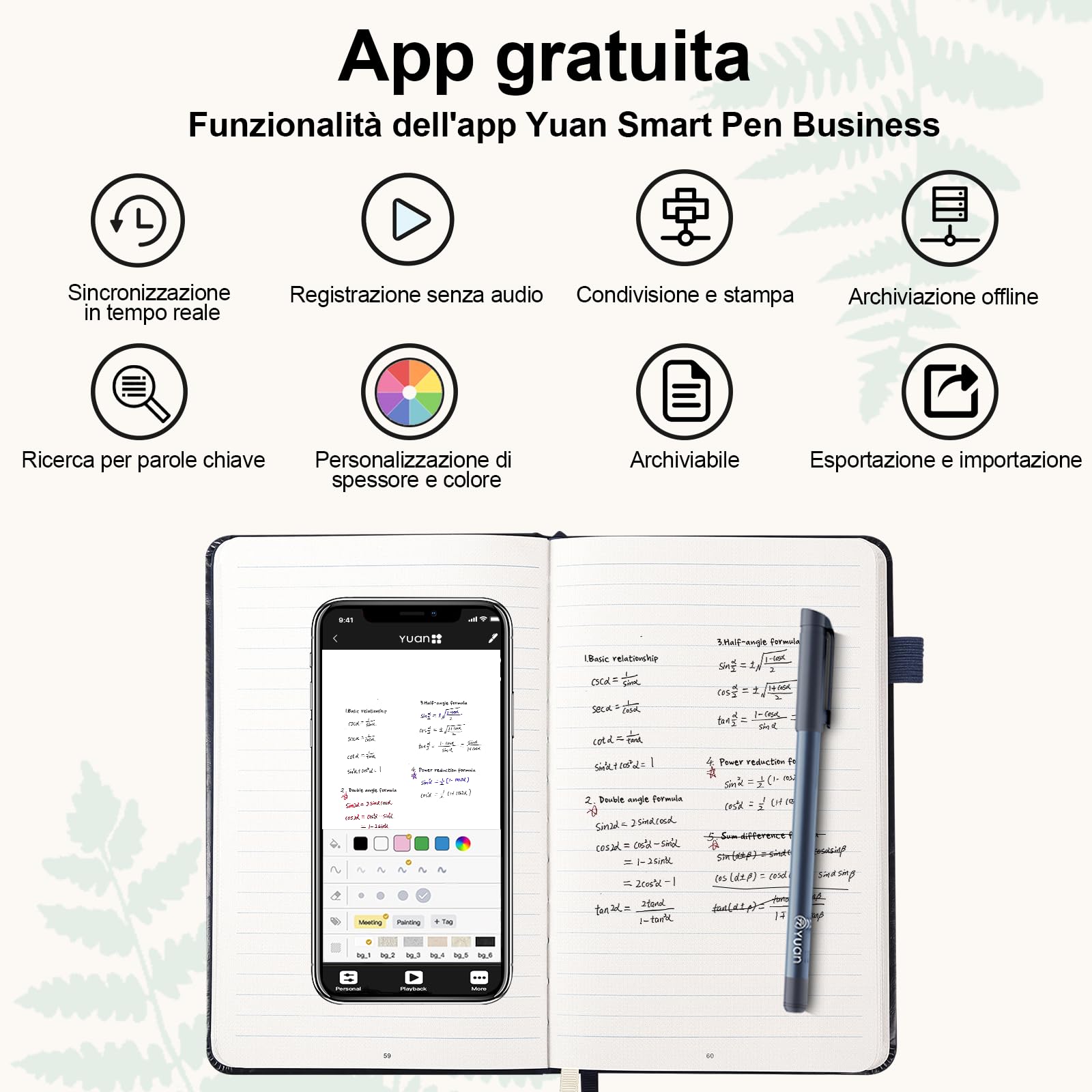 Yuan Smart Writing Set, Smart Notebook con Smart Pen, Taccuino Smart, blu marino, Taccuino Digitale Intelligente da 187 pagine - scrittura su carta reale con elaborazione digitale