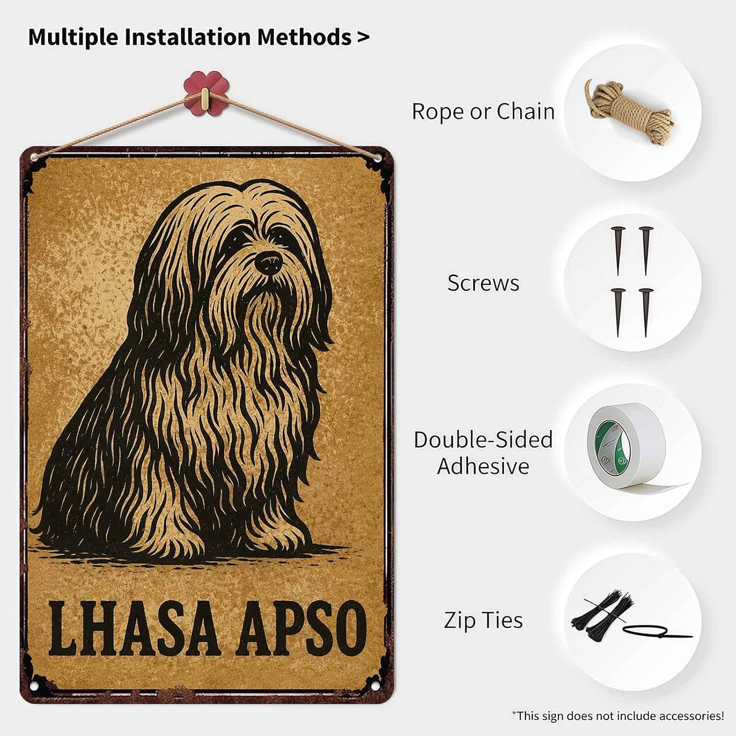 Retro Lhasa Apso Metal Signs 8x12 Inch Bedroom Wall Decor image 3