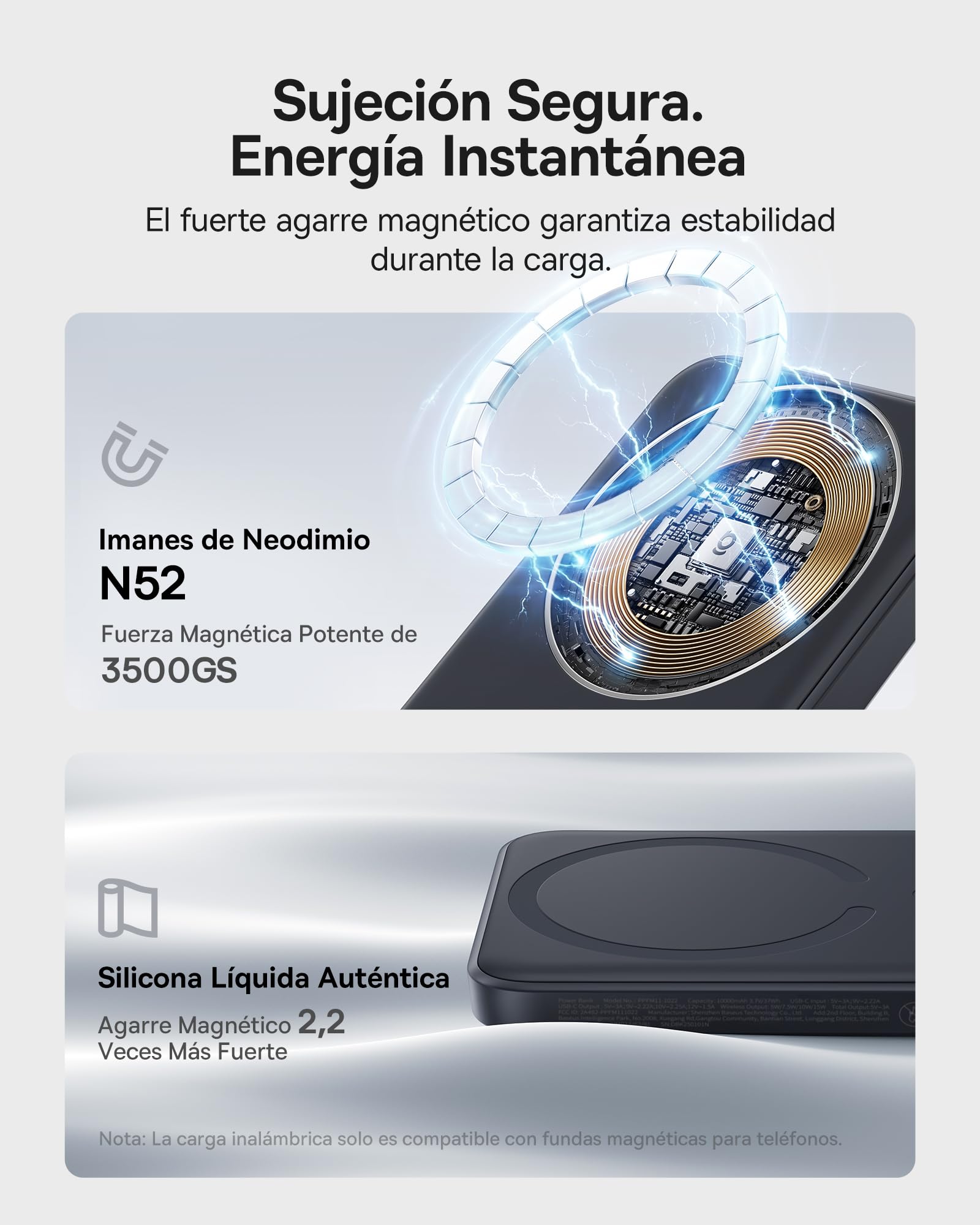 Baseus Enerfill FM11 MagSafe Power Bank 10000mAh 22.5W Magnetic Power Bank USB C Batería externa inalámbrica para teléfono móvil Mini Wireless Compatible con iPhone 17/16/15/14/13/12/Pro/Pro Max Serie