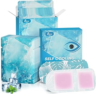 Hydrogel Self Cooling Eye Mask,Cold Eye Mask for Puffy & Burning Eyes,Cold Compress for Fast Relief with Fatigue and Headaches, Individually Wrapped Cool Care Travel Essentials,16 Packs
