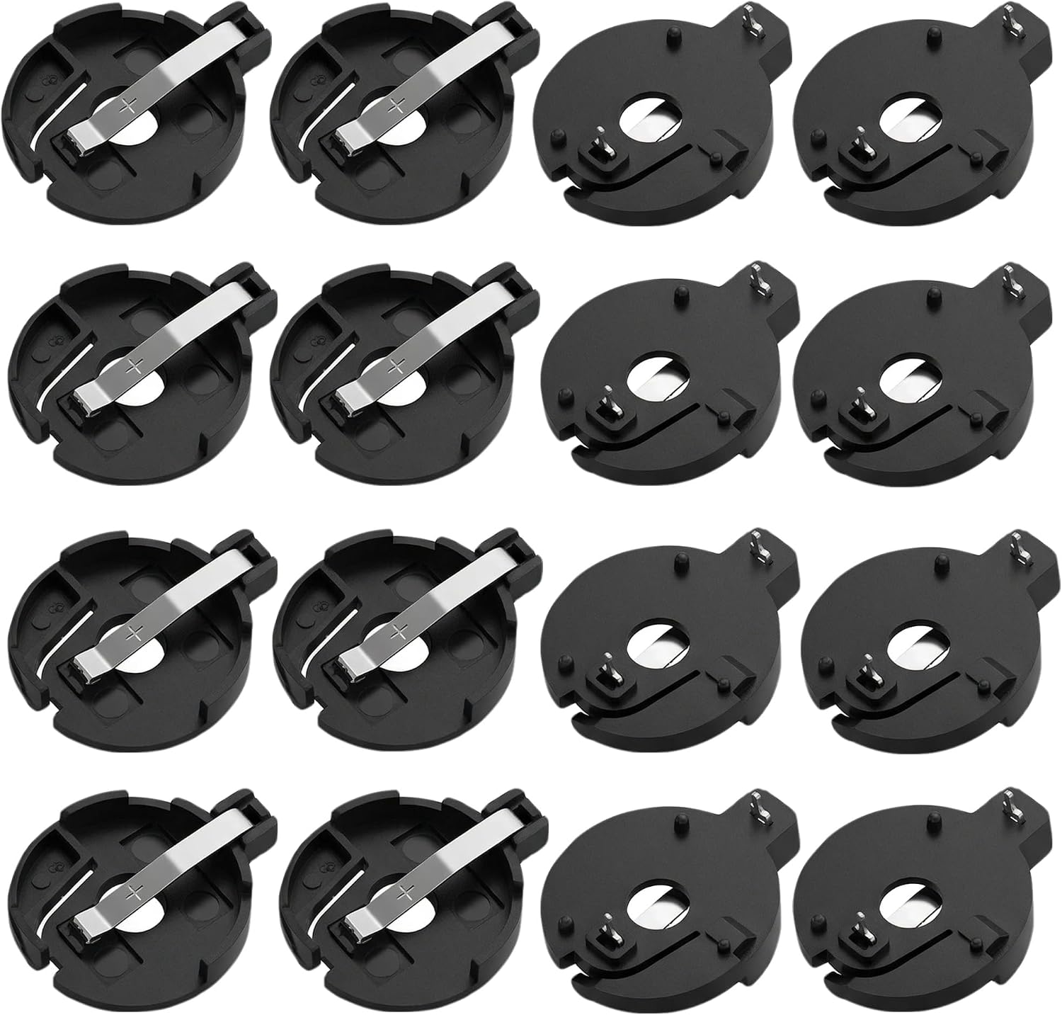 16PCS CR2032 Battery Holder, Coin Cell Button Socket Case, 3V Power Supply, 2 Pin Solder Mounting Lead, Black Electronic Components, for Watch, CR2025 Batteries Compatible
