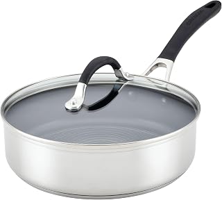 SteelShield Sauté Pan with Lid and SteelShield Hybrid Stainless and Nonstick Technology, 3 Quart - Stainless Steel