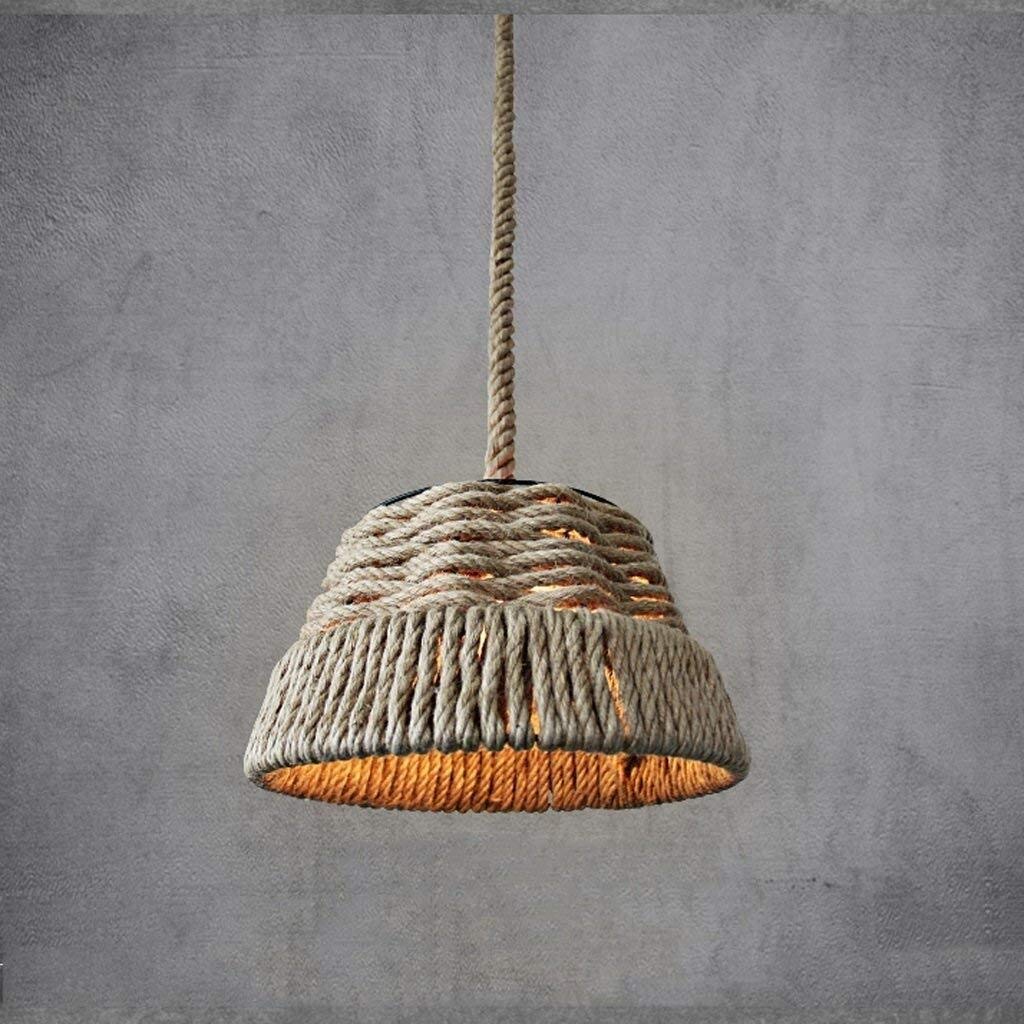 Suspension vintage style américain en vraie corde de chanvre pour ampoule E27 décorative