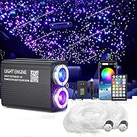 Vista 13 de Twinkle Starlight Headliner Light,32W 1000pcs 13.1ft LED Star - Kit de luz de fibra óptica para techo con aplicación/control remoto