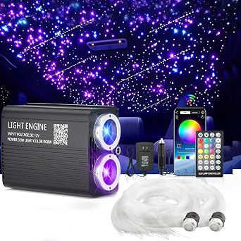 Starlight Headliner Light Kit for Car with Shooting Star | 32W, Dual Color Motor ,1300pcs 0.03in 9.8ft Starlight Kit ,APP&Remote Control,for truck suv home ceiling decro