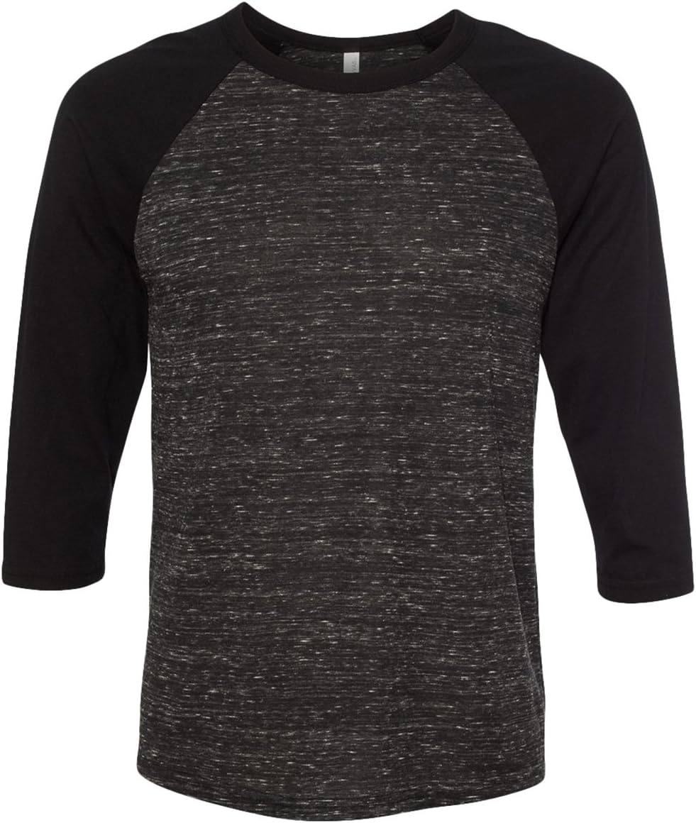 Unisex Three-Quarter Sleeve Baseball Tee - Black Marble/ Black