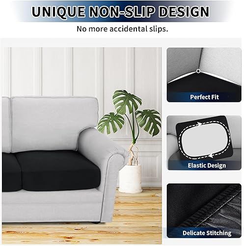 Miniatura 4 de PureFit Fundas de cojín 100% impermeables, fundas elásticas para asiento de sofá, fundas de cojín de repuesto, protector de muebles para niños y