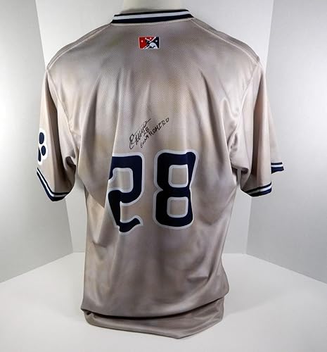 2017 Syracuse Chiefs Enny Romero #28 Game Used Signed Brown Dog Night Jersey - Game Used MLB Jerseys