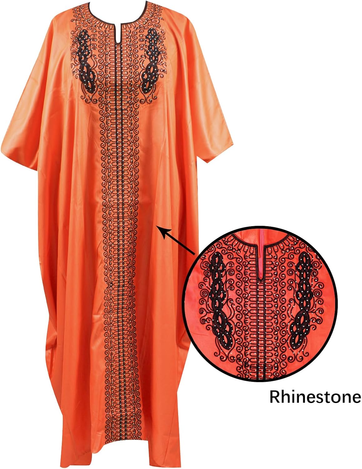 TIDOIRSA Loose African Dresses for Women,Hot Drilling Full Gown Embroidery Maxi Dress - Image 3
