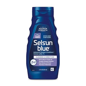 Selsun Blue 2-in-1 Antidandruff Shampoo & Conditioner, Maximum Strength 2-in-1 Treatment With Selenium Sulfide, 11 fl. oz. (Pack of 2)