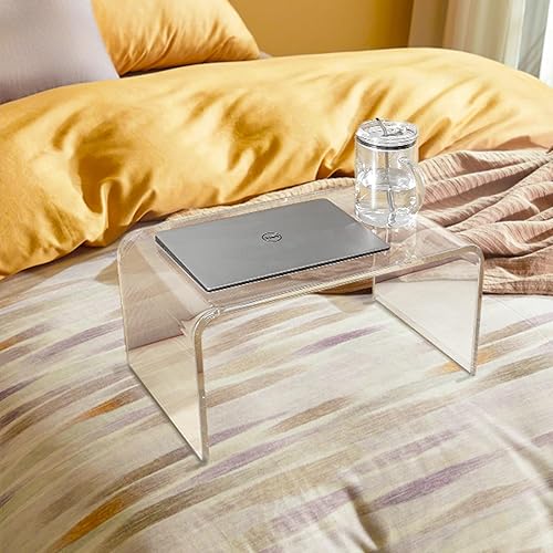 Miniatura 9 de Mesa auxiliar acrílica, 12 pulgadas de profundidad x 20 pulgadas de ancho x 10 pulgadas de alto, mesa auxiliar transparente multiusos en forma de C,