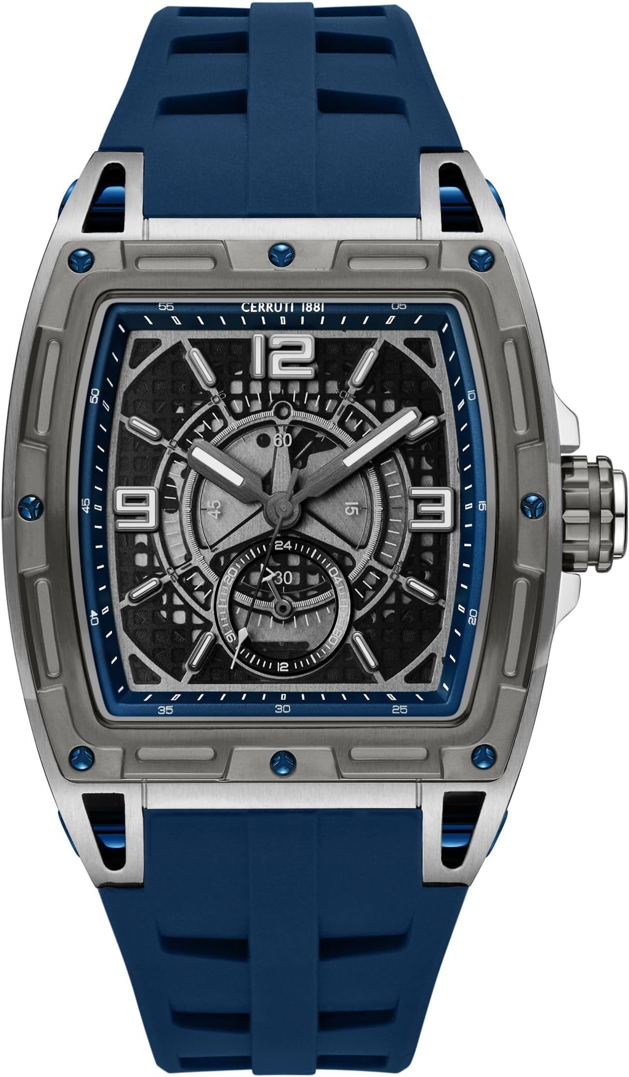 Belluno Men's Chronograph Watch, Black Dial, Blue Strap