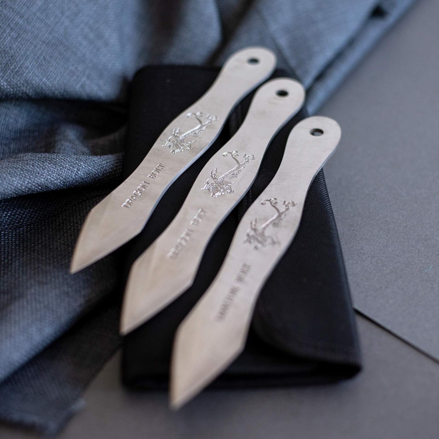 ASR Tactical 9 inch Silver Fantasy Dragon 6pc Throwing Knives Set