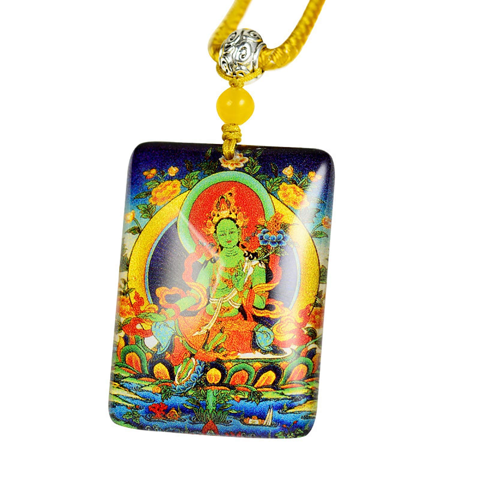 DHTOMCDHTOMC Green Tara Pendant,Consecrated Handicraft Pendant,Natal Year Amulet Necklace,4.77cm*3.44cm*0.95cm