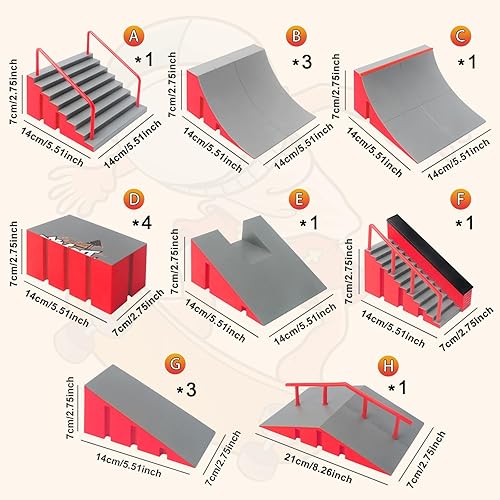 Miniatura 7 de Juego de rampas de patineta de dedo, 6 en 1 más grande, kit de patinaje para patinaje de patinaje, accesorios de entrenamiento con patineta de 6