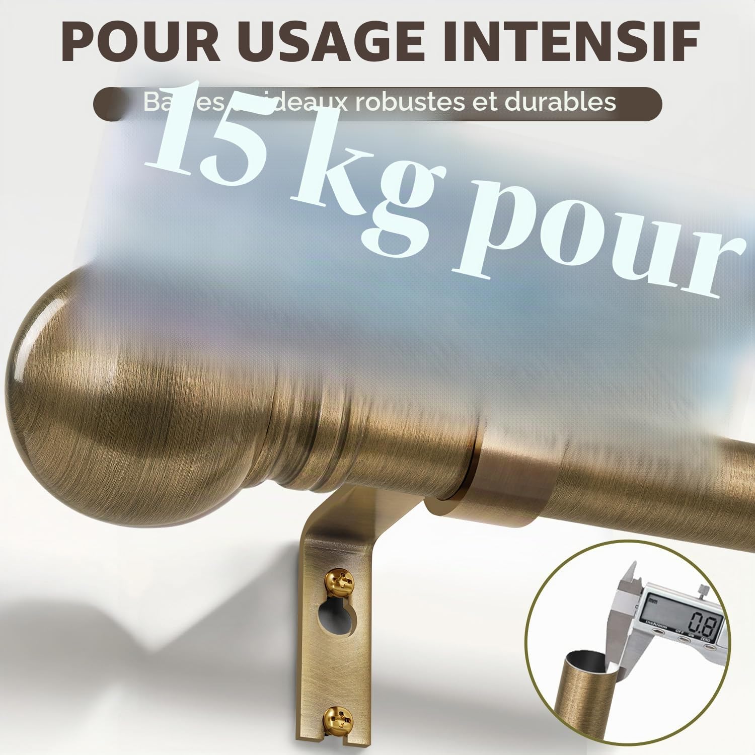 Tringle à Rideau Extensible Bronze 80–292 Cm,Style Rétro Chic | DiamèTre 25 Mm,Tube rigide, supporte les rideaux occultants lourds,Adapté Pour Chambre,Salon Et Tous Types De FenêTres